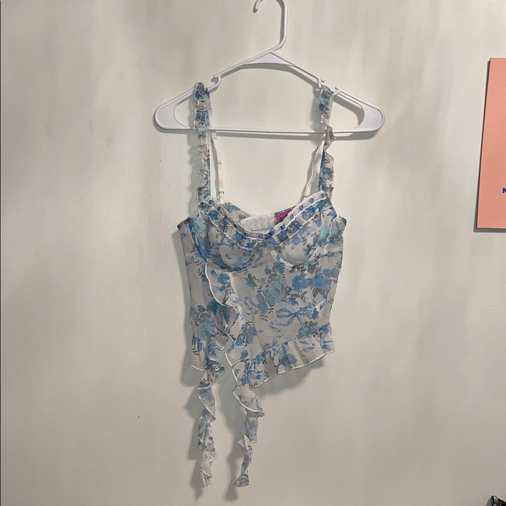 Edikted Blue and White Floral Camisole
